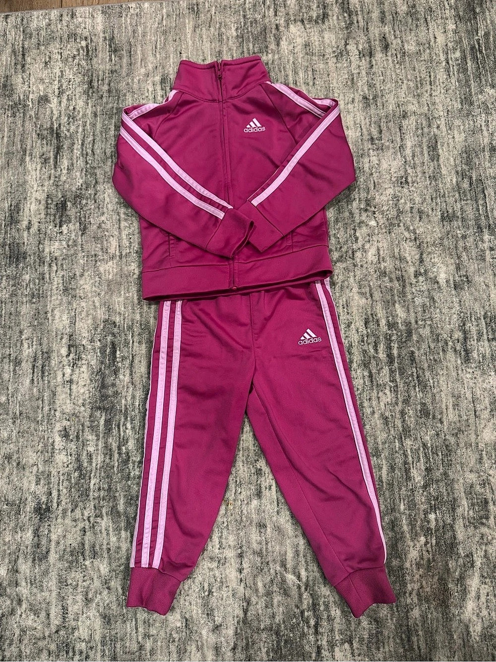 adidas Girls 3-Stripes Tricot Track Jacket and Pants Set Pink Size 3T
